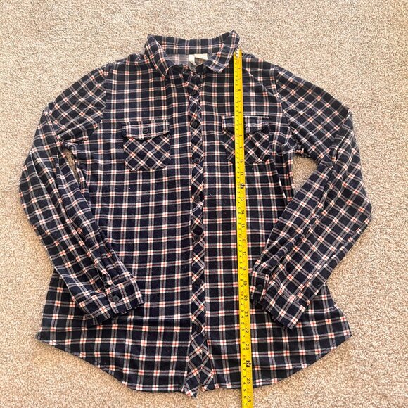 Fitted Blue Plaid Flannel with Patch Pockets M/L - Picture 6 of 8